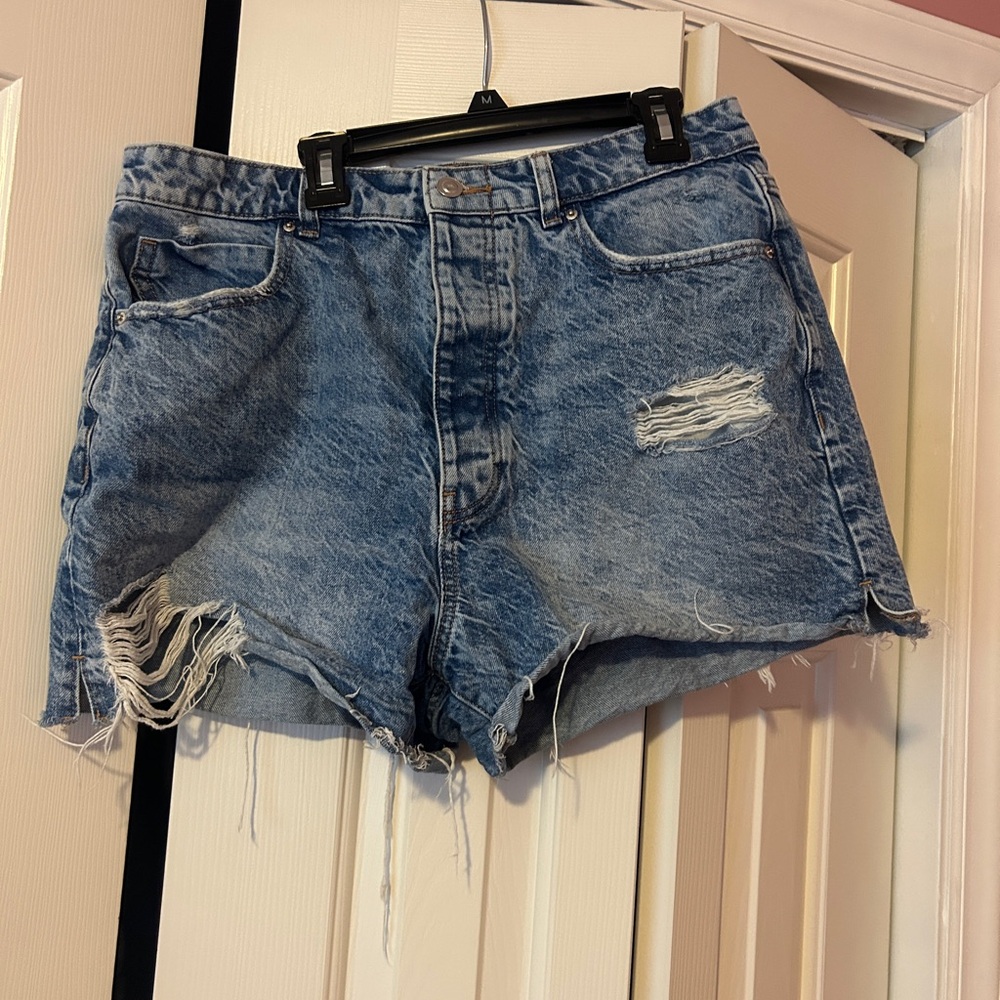 Zara Blue Distressed Jean Shorts
